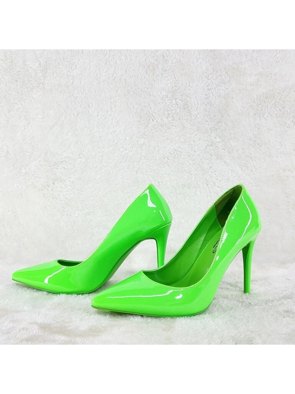 NIB Fabio Neon Green Patent 4" High Heel Shoes Pointy Toe Pump US Ladies 7-13 - Picture 7 of 9